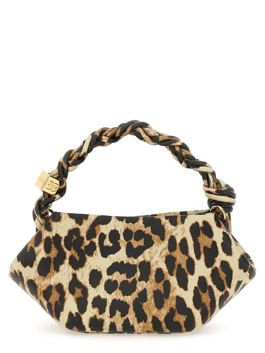 Leopard Print Mini Bou Bag With Braided Handle