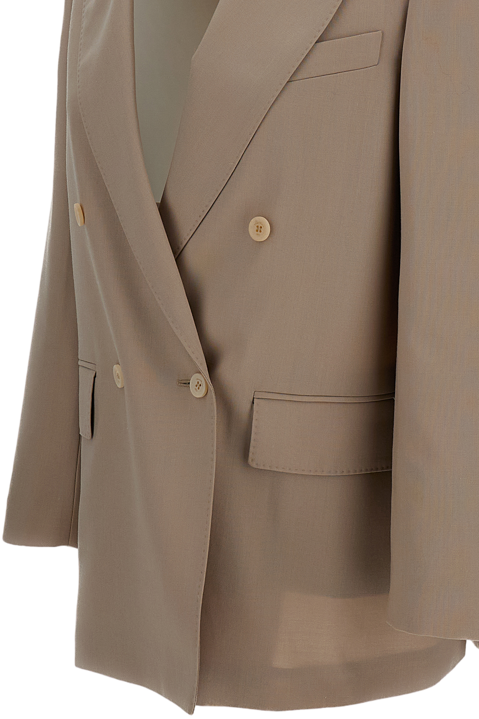 Brown Mitico Wool and Silk Double-Breasted Jacket