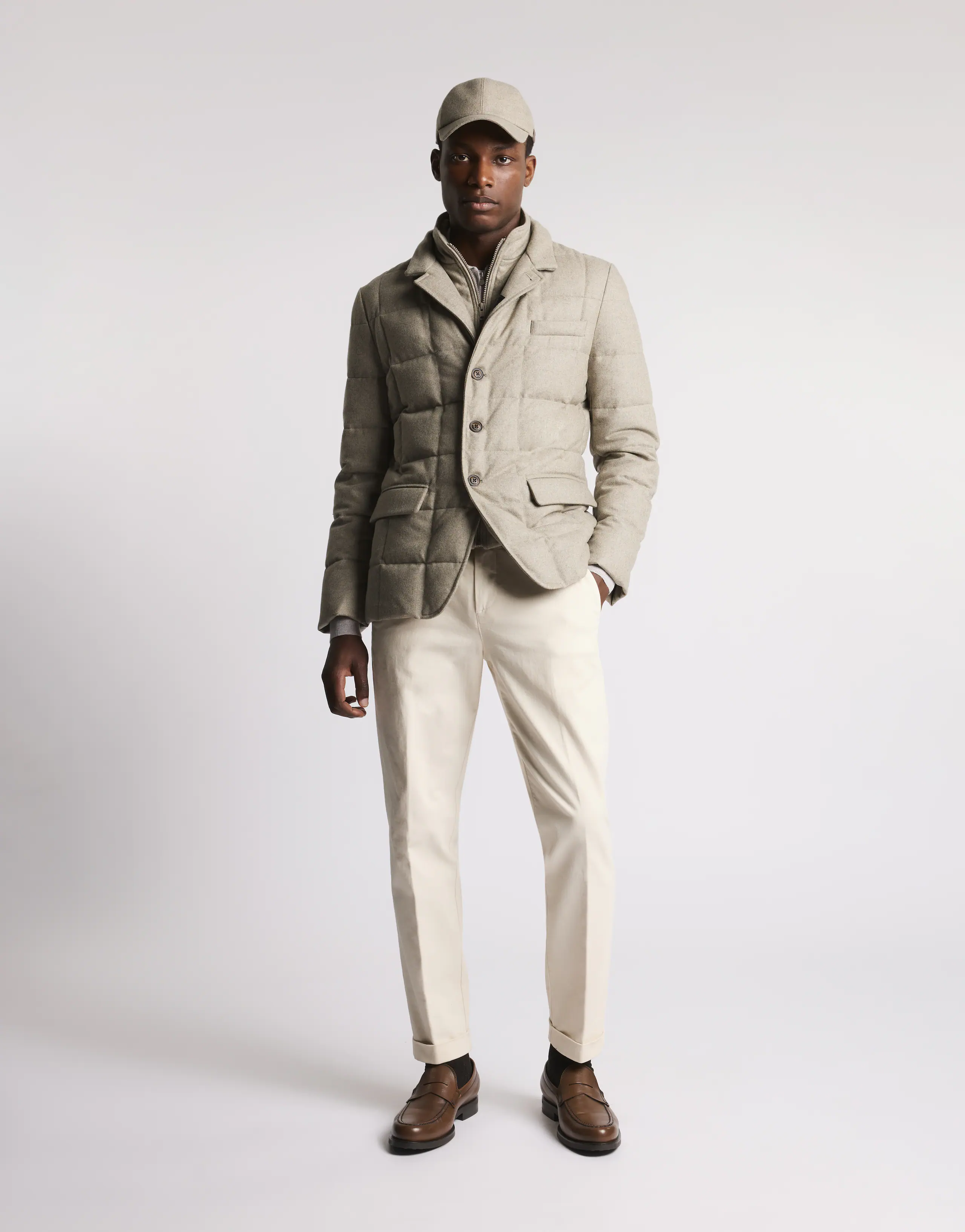 Padded Boxy Down Jacket With Flap Pockets