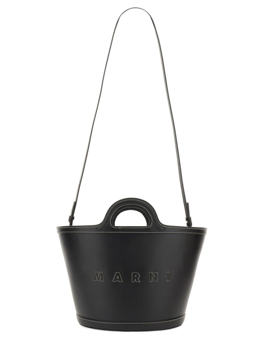 Structured Black Shoulder Bag With Double Top Handle