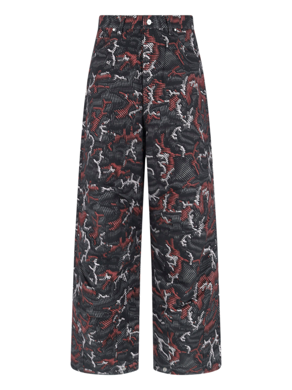Black Abstract Pattern Wide-Leg Trousers