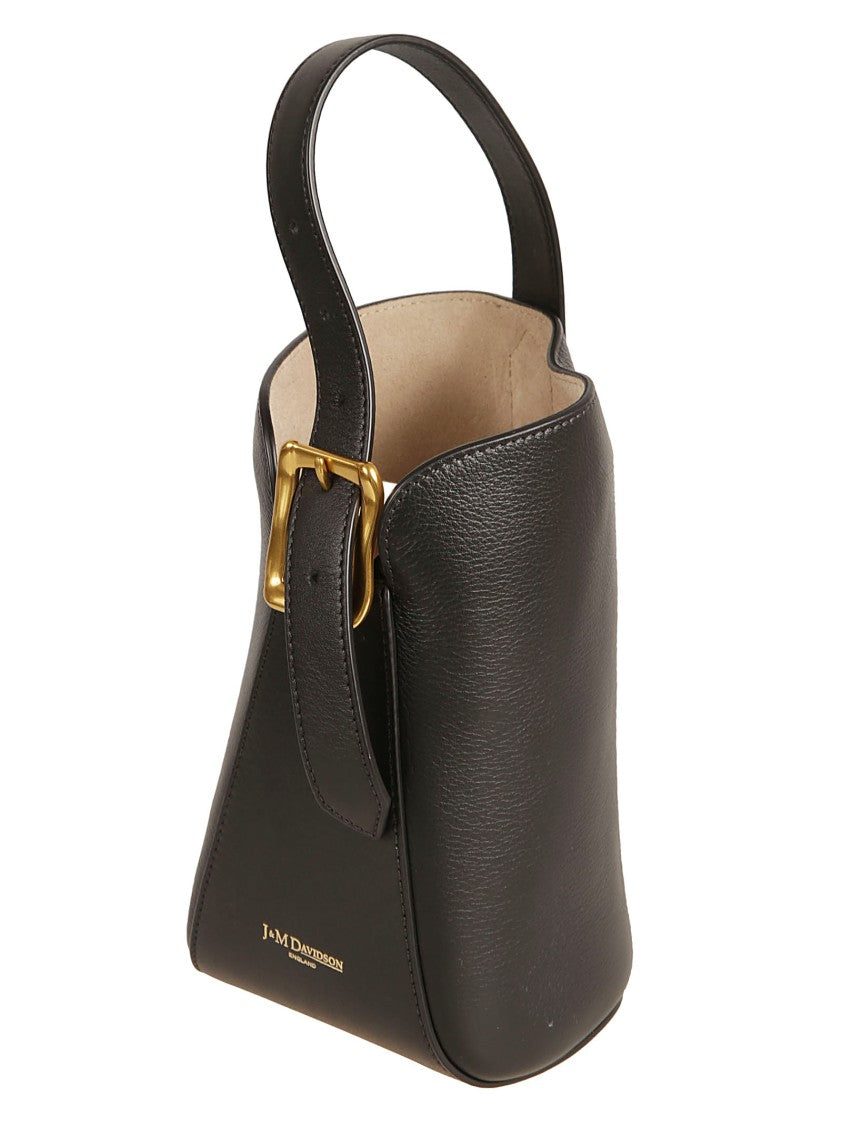 Structured Cowhide Leather Bag With Gold-Tone Detail