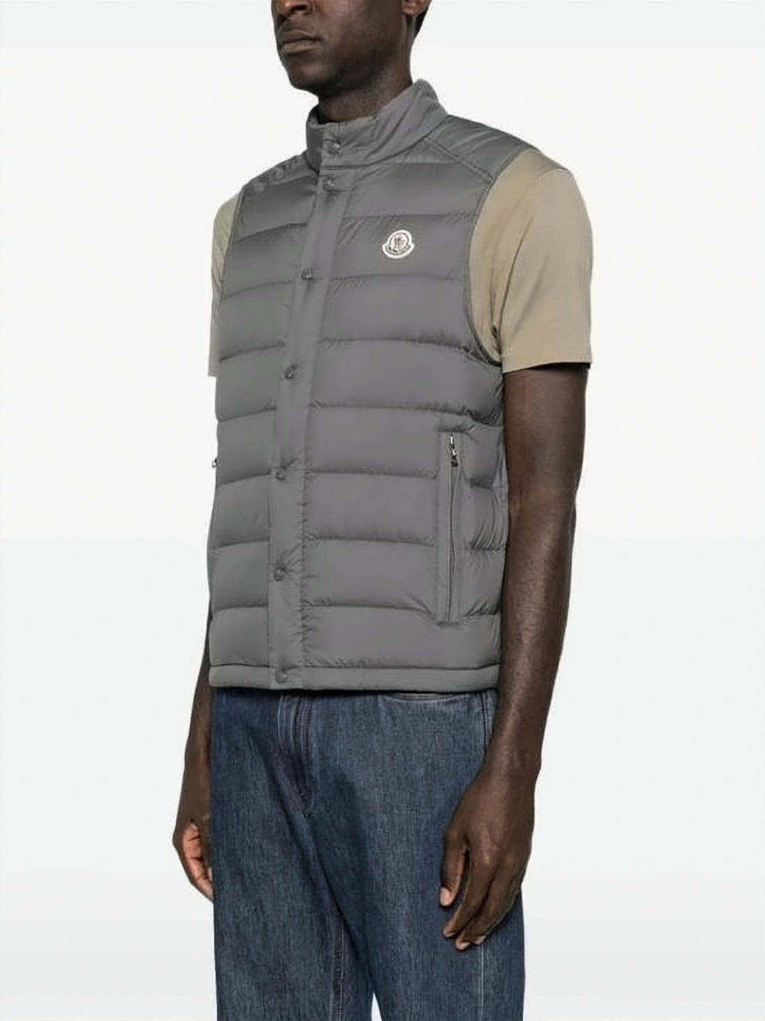 Padded Grey Vest with Stand Collar