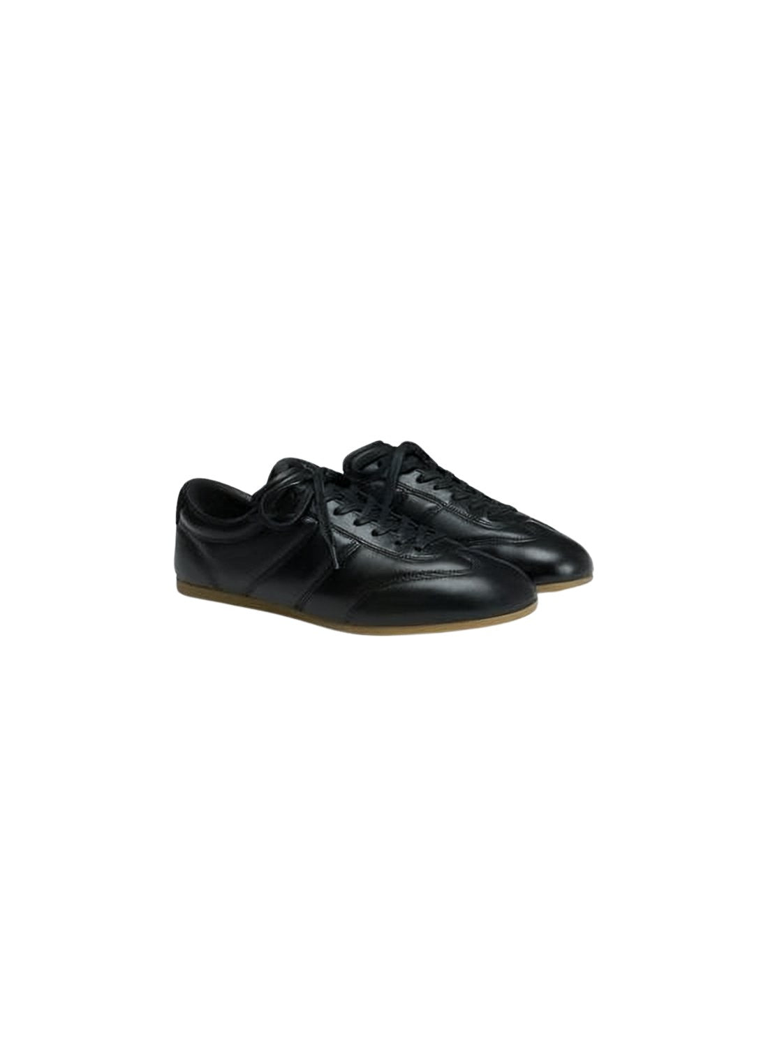 Black Lambskin Leather Low-Profile Sneakers