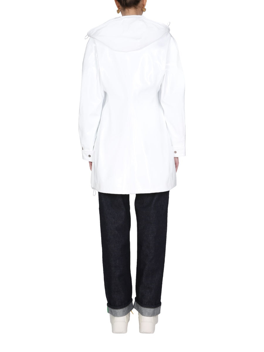 Hooded High Neck Parka with Front Zipper Closure
