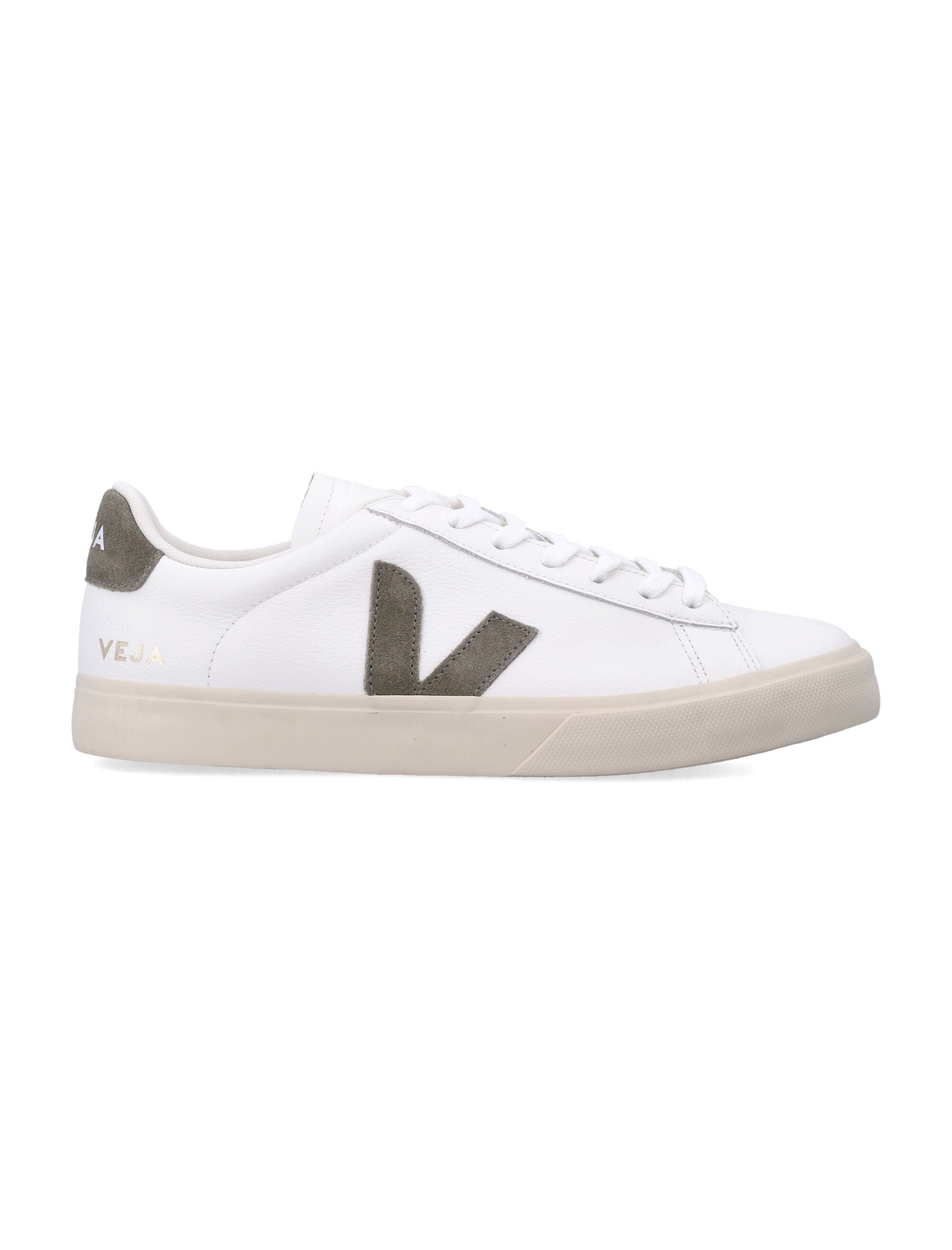 White Kaki Campo Leather Sneakers
