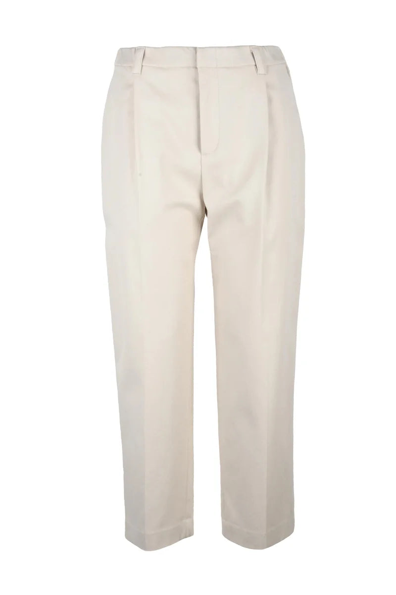 Cropped White Trousers with Tailored Fit