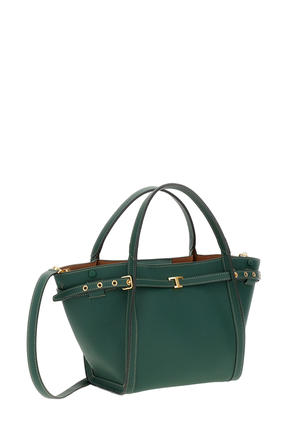 Structured Green Calfskin Leather Shopping Bag