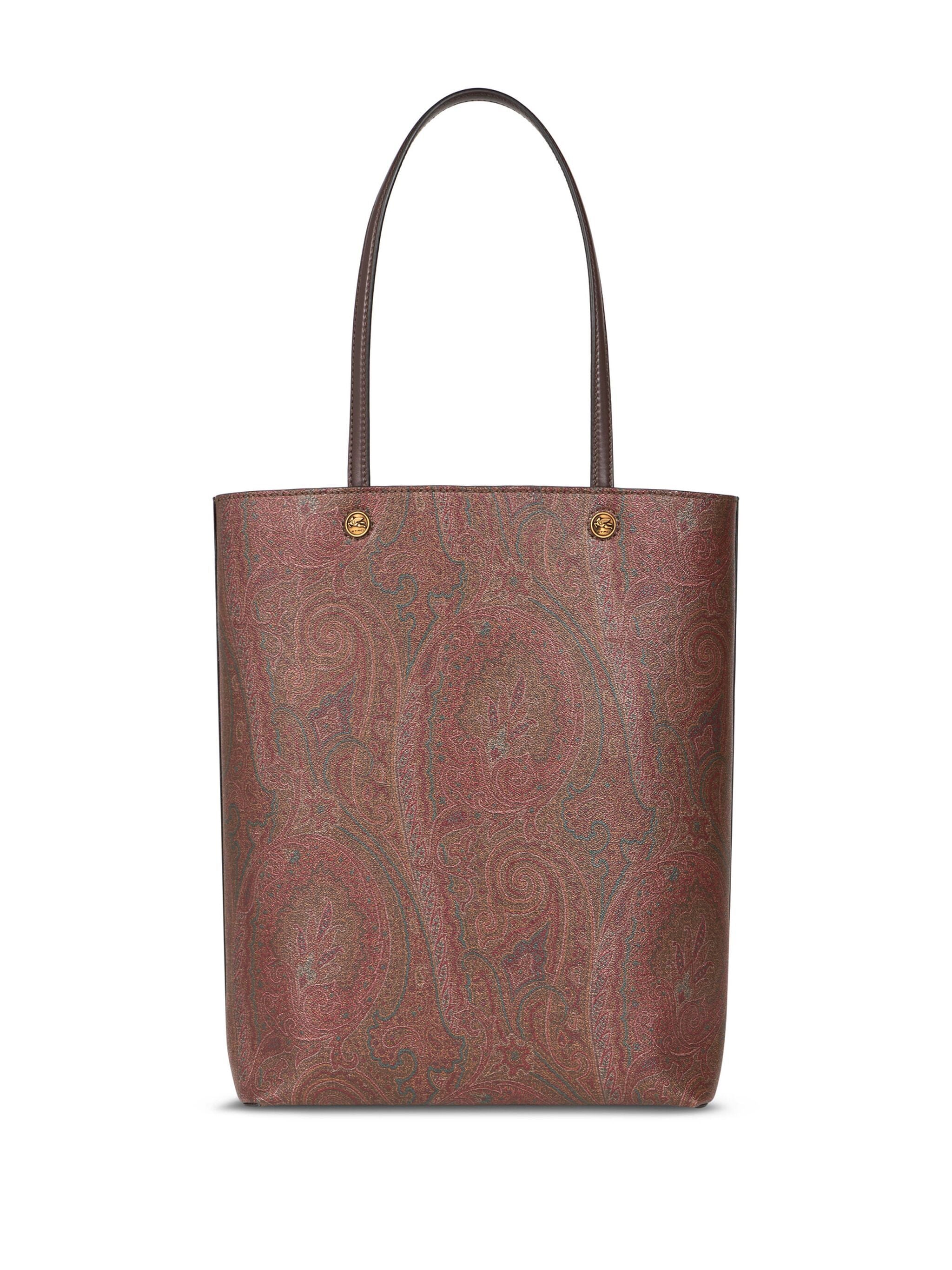 Vertical Shopping Brown Paisley Pattern Tote