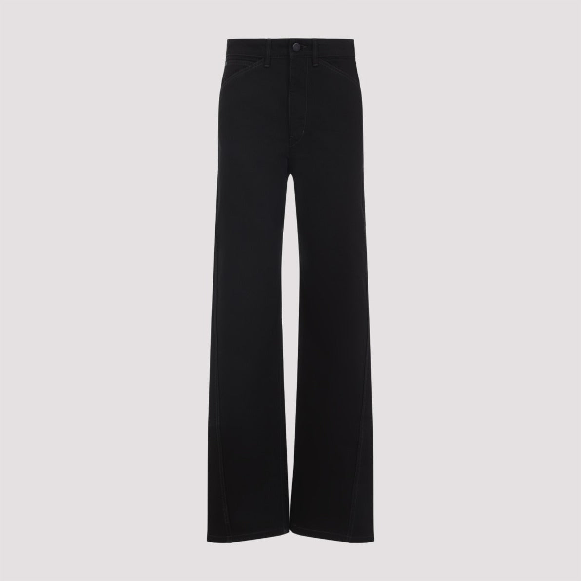 Grey Cotton Trousers With High Waist