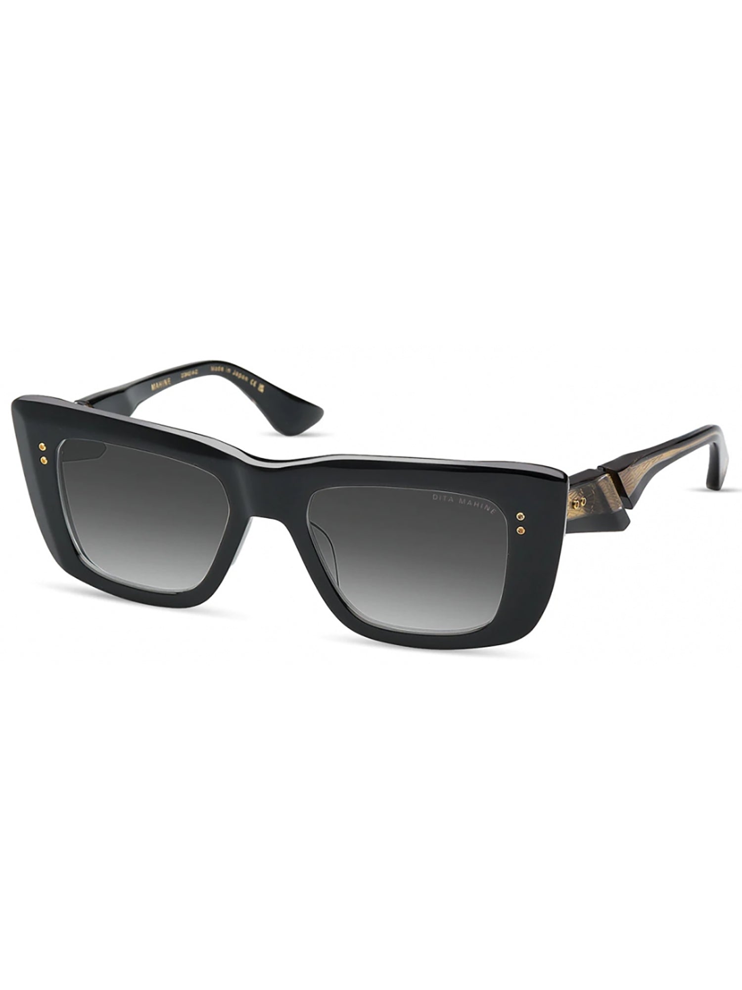Oversized Black Acetate Sunglasses with Gold Accents