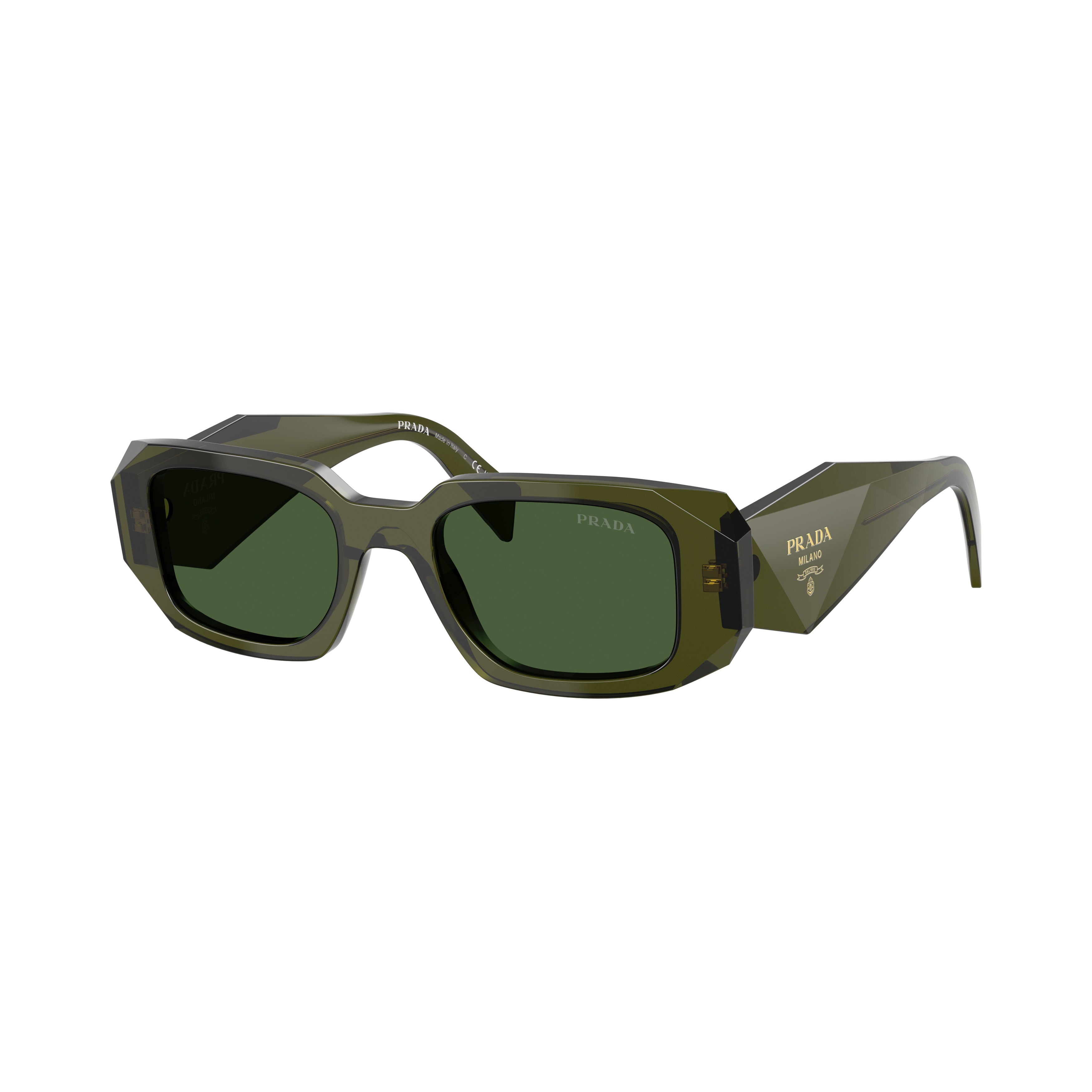 0pr 17ws Translucent Olive Green Rectangle Frame Sunglasses