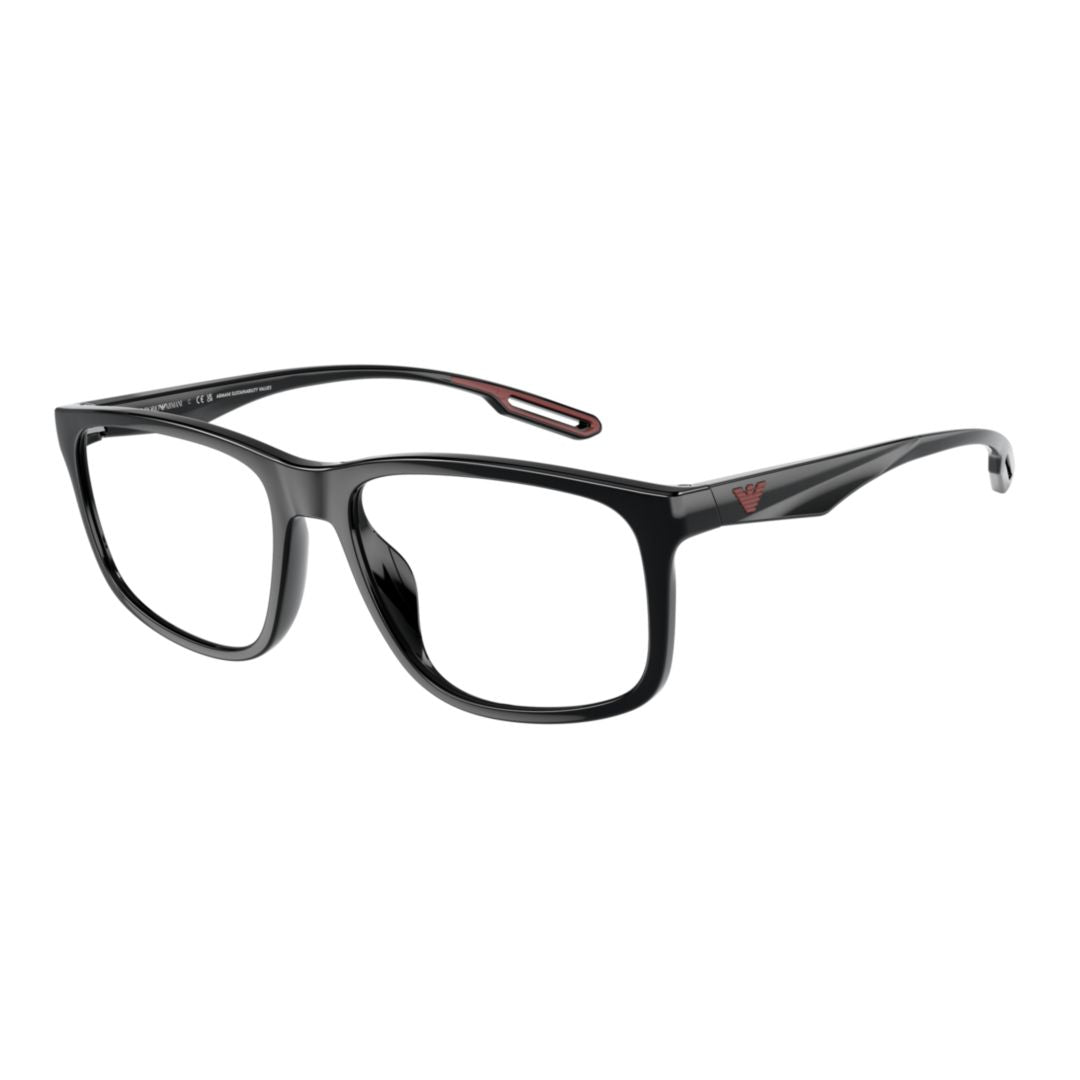 3209u Vista Rectangular Eyeglasses with Glossy Black Frame