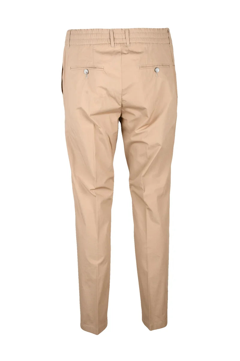 Beige Tailored Trousers with Adjustable Drawstring