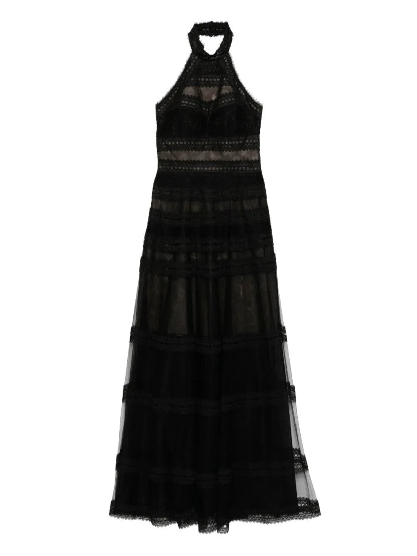 Lace Striped Long Dress