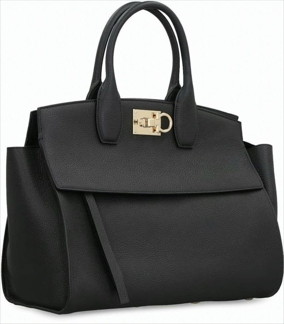 Structured Calf Leather Tote Bag