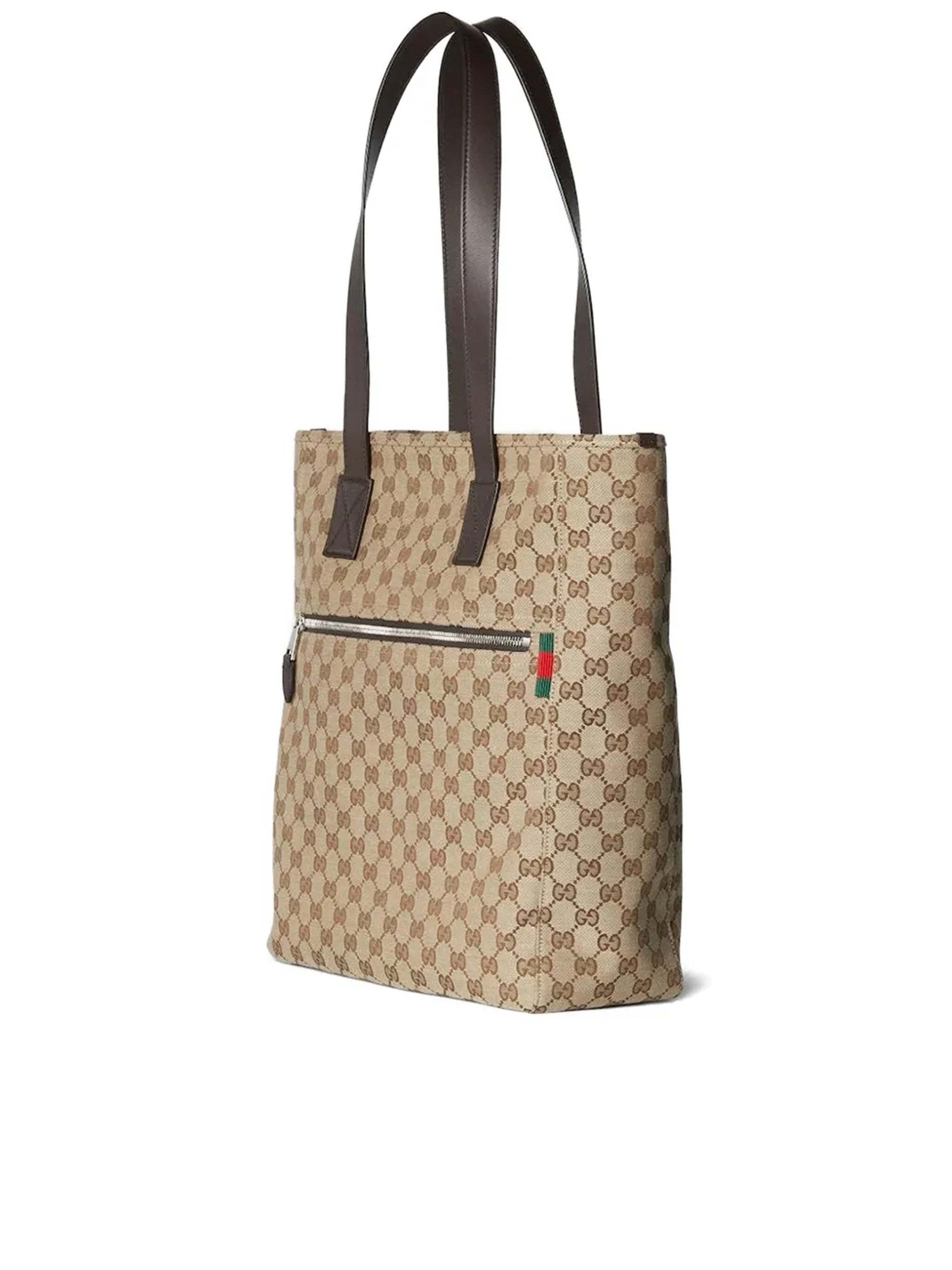 Beige Monogram Canvas Web Accent Tote