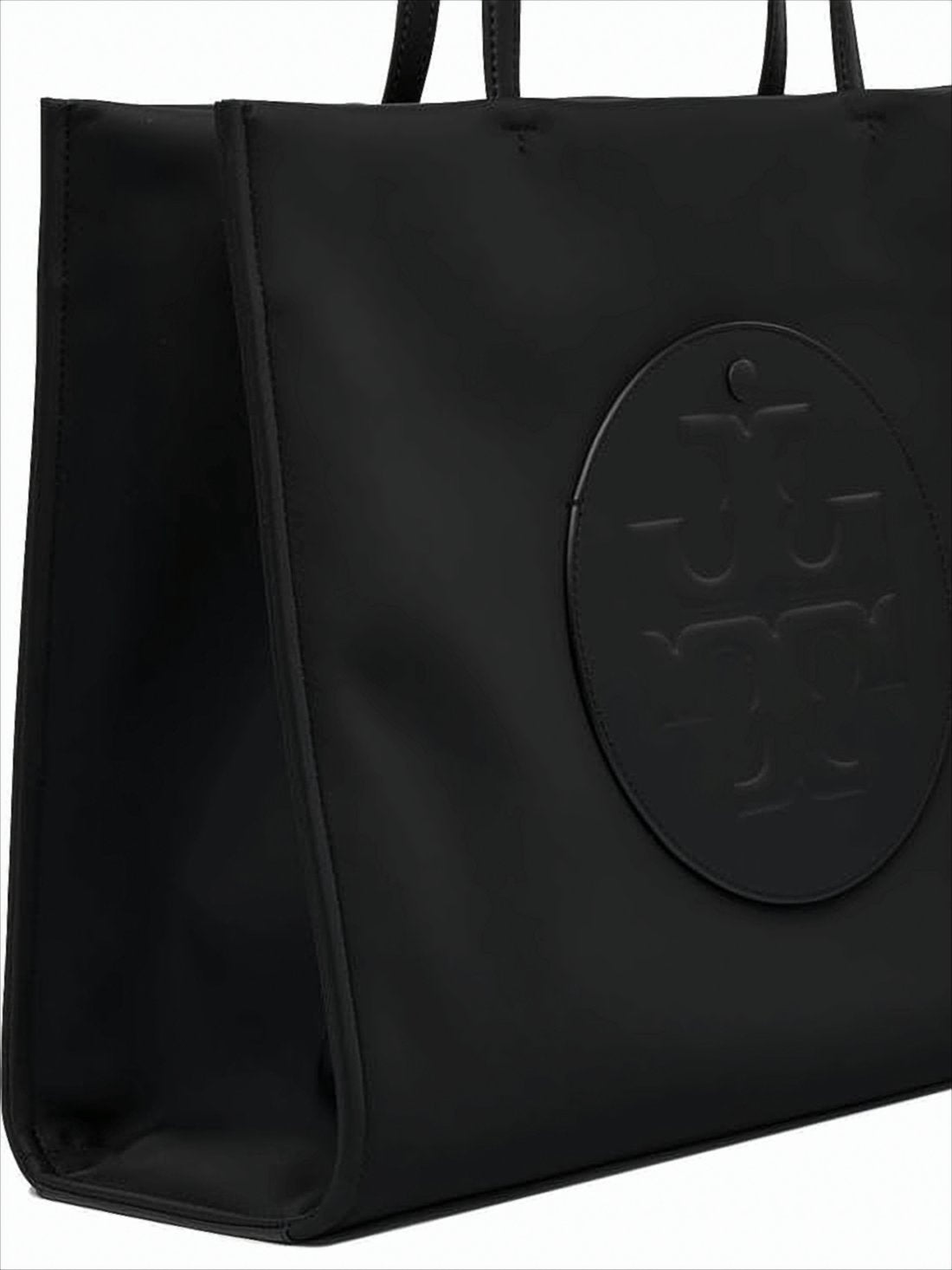 Rectangular Black Tote Bag with Embossed Logo