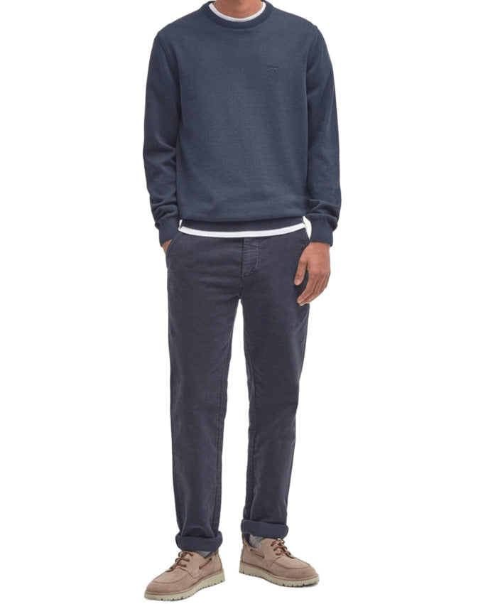 Tailored-Fit Blue Sweatshirt With Round Neckline And Embroidered Logo