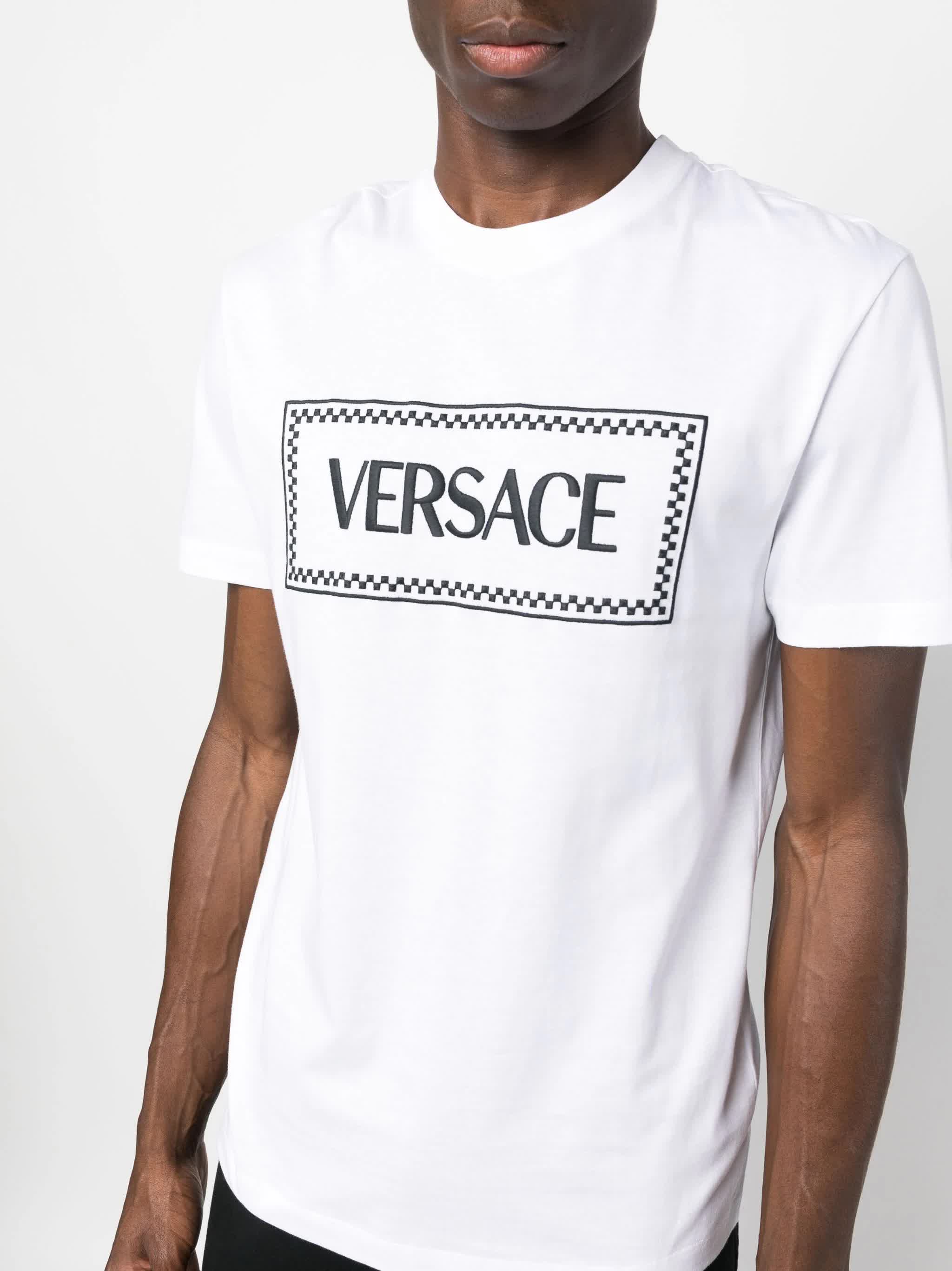 White 90s Vintage Logo Cotton T-shirt