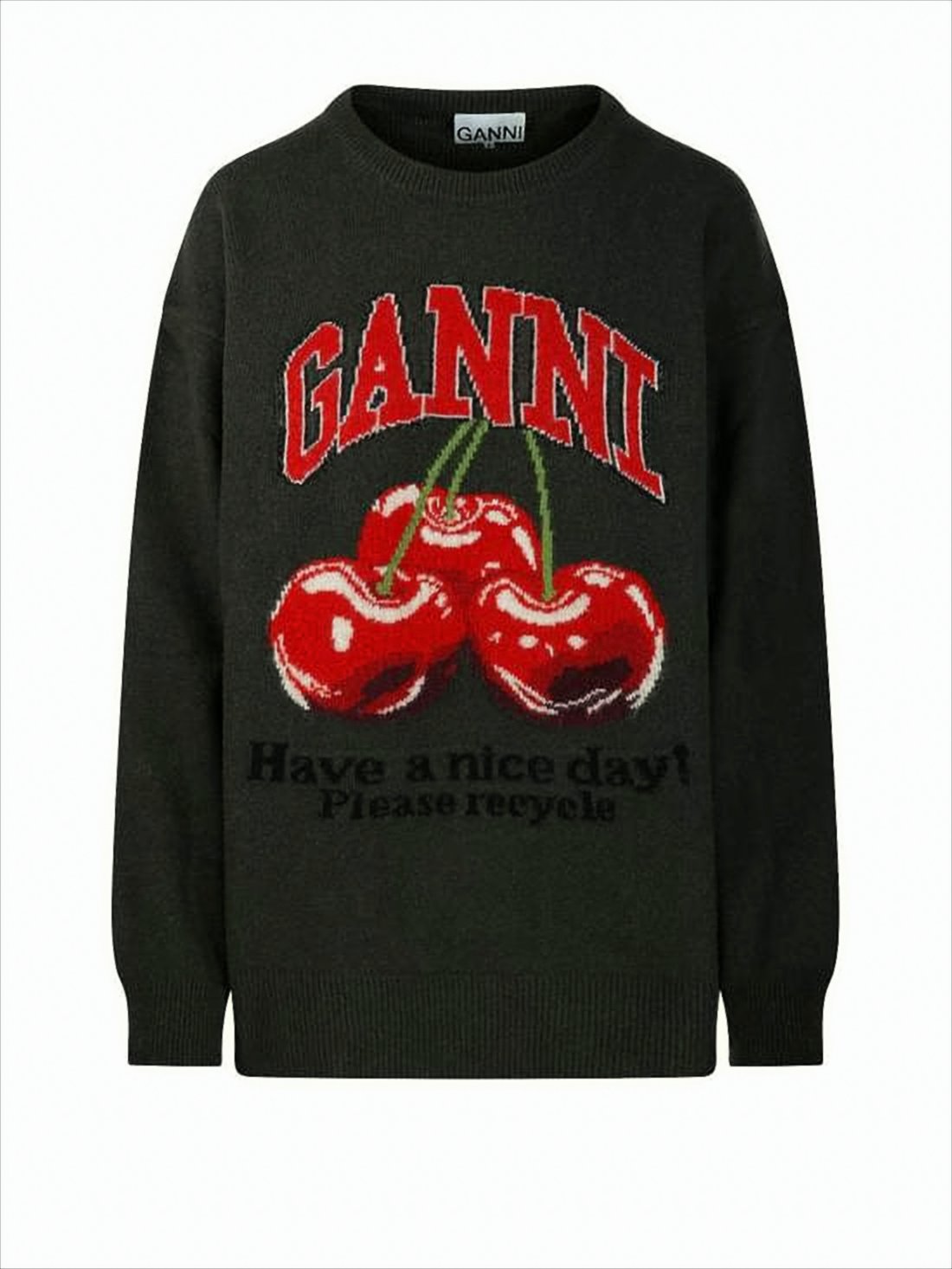 Graphic Knit Sweater with Cherry Motif