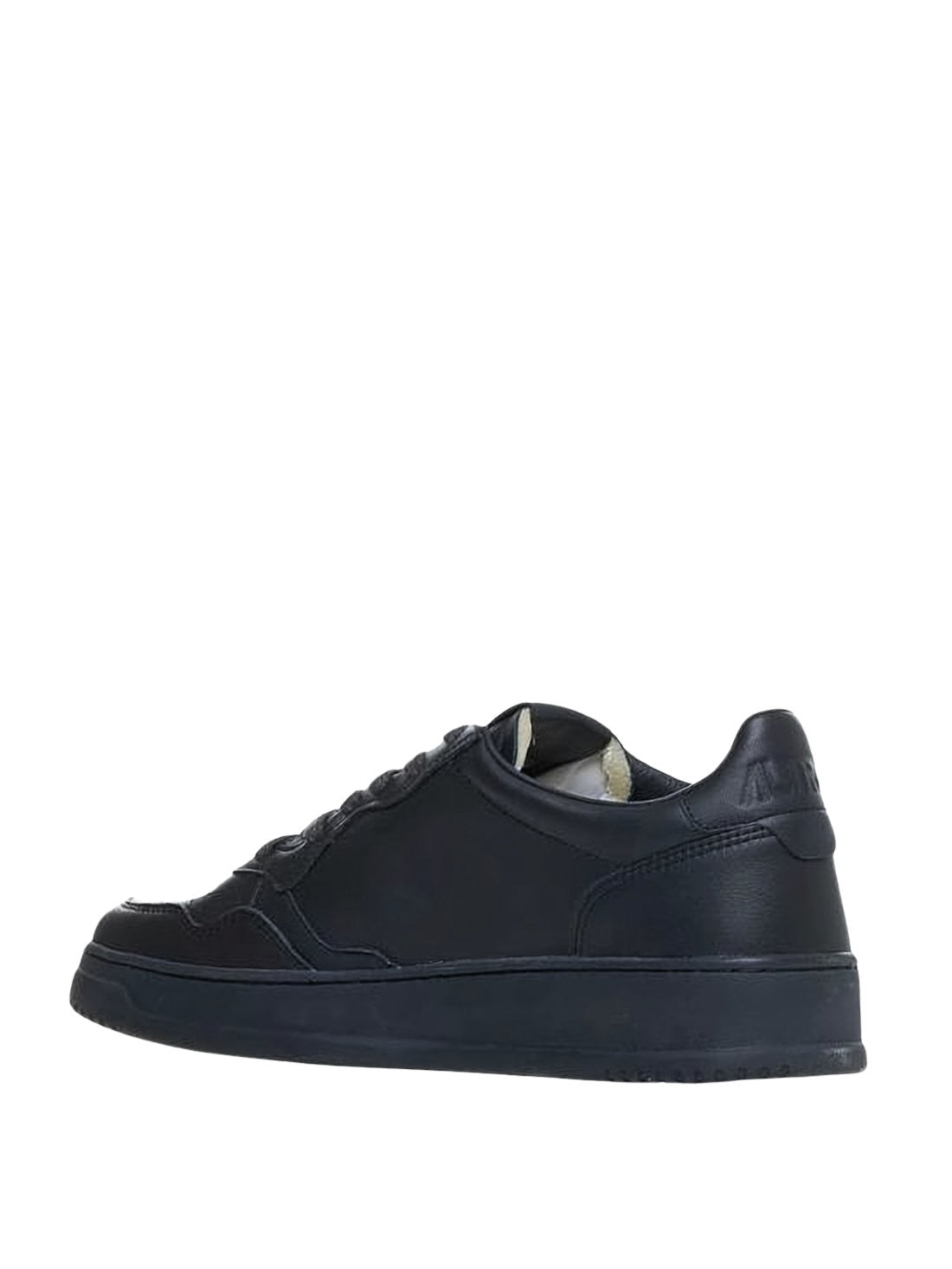 Monochromatic Leather Low-Top Sneakers with Branded Patch
