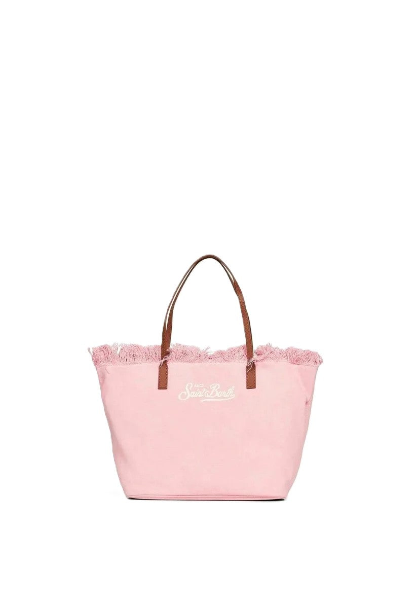 Spacious Pink Tote Bag with Fringed Edge