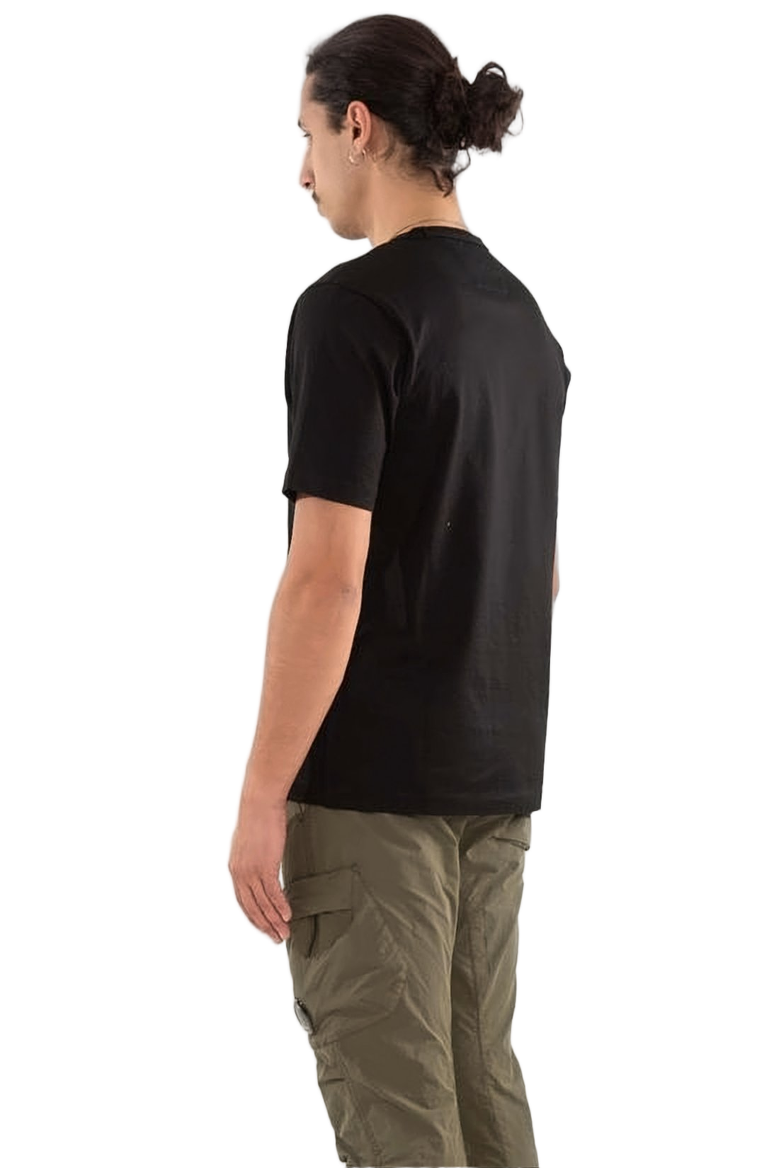 Short-Sleeved Black Cotton T-Shirt with Logo Detail