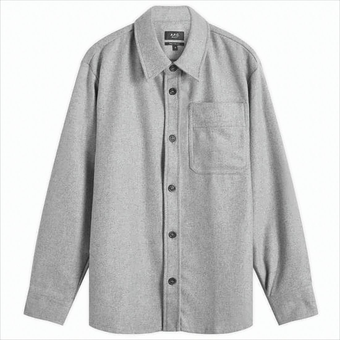Classic Grey Long-Sleeve Shirt With Button-Down Front And Chest Pocket