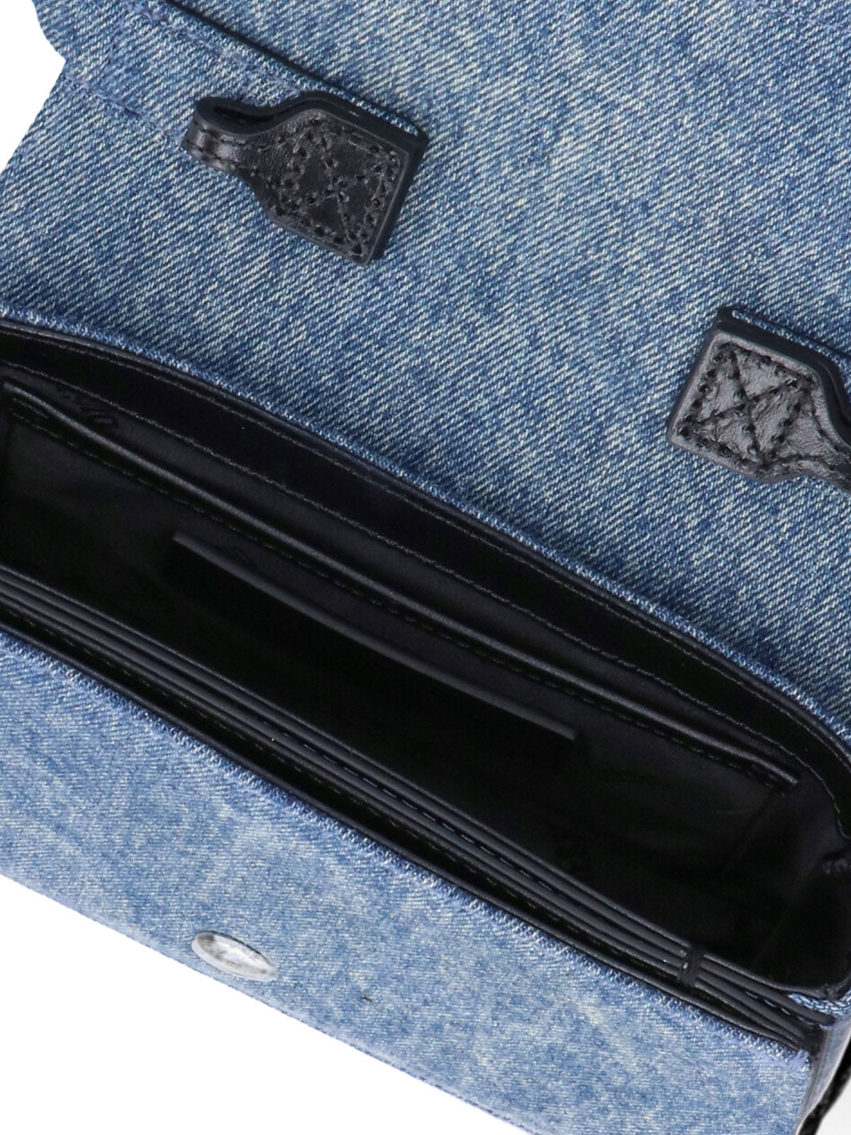 Shoulder Bag In Blue Denim With Leather Trims And Oval D Plaque