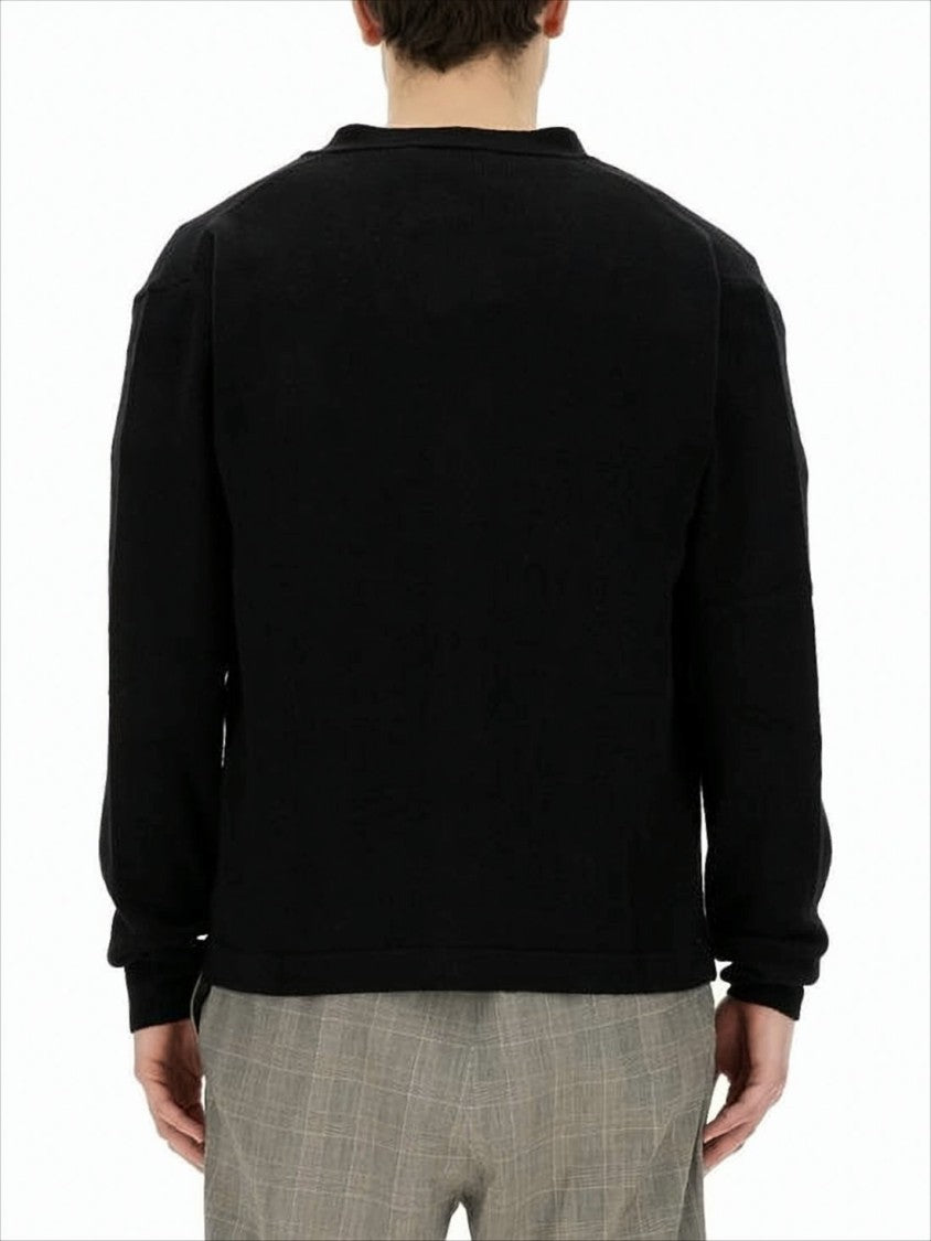 Black Wool and Cashmere Blend Cardigan