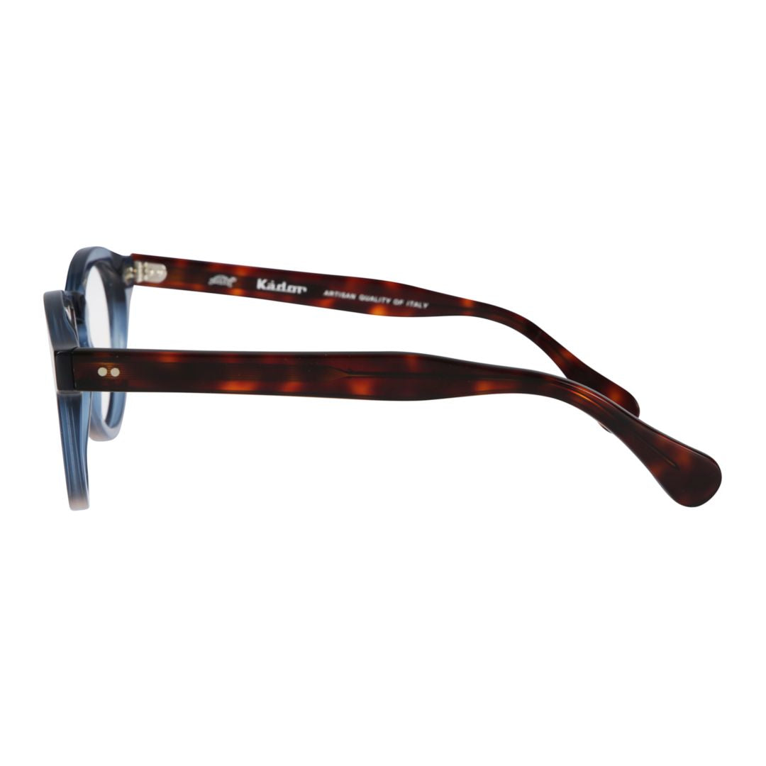 Tony Round Blue Eyeglass Frames with Tortoiseshell Temples