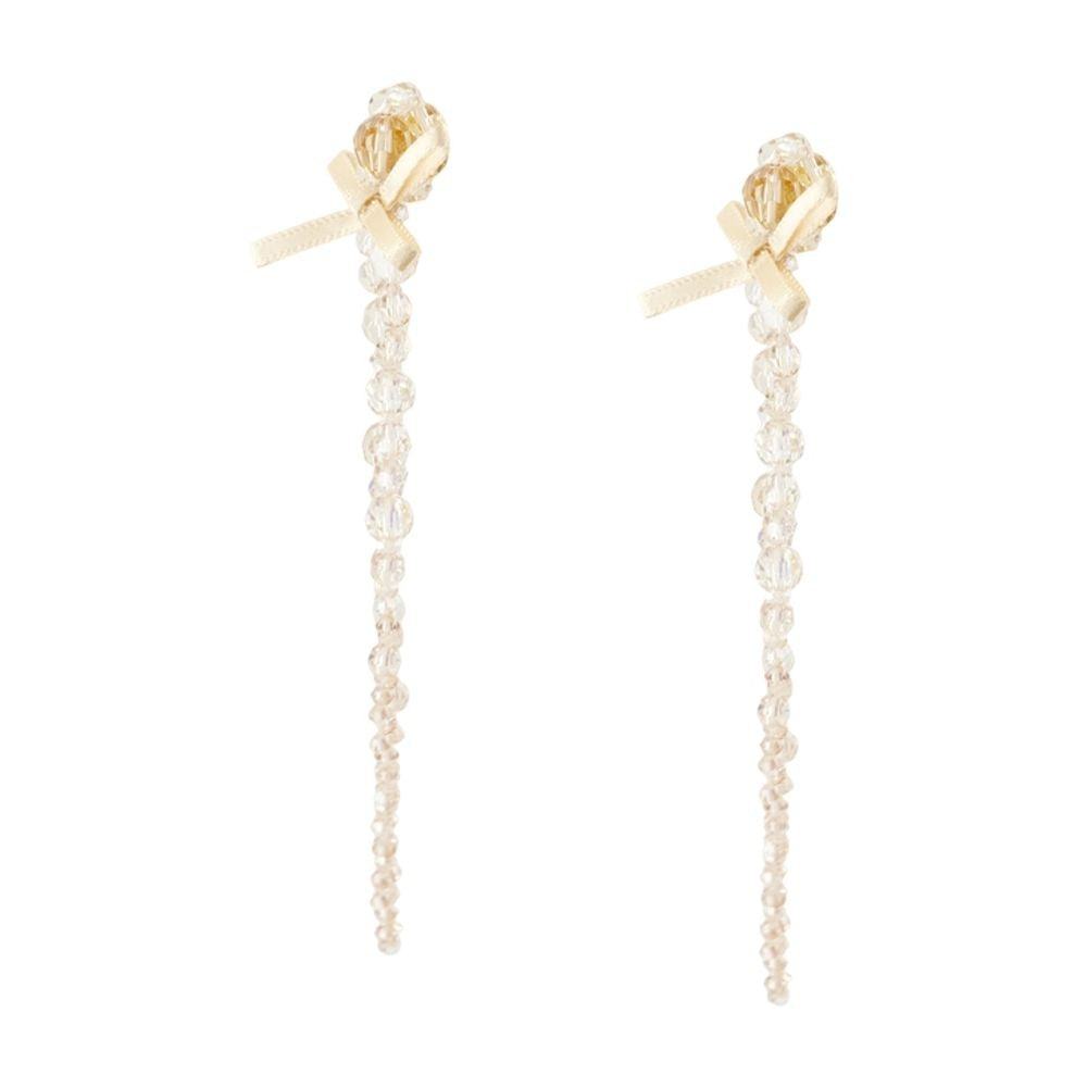 Petite Bow Drip Earrings - Crystal - Yellow