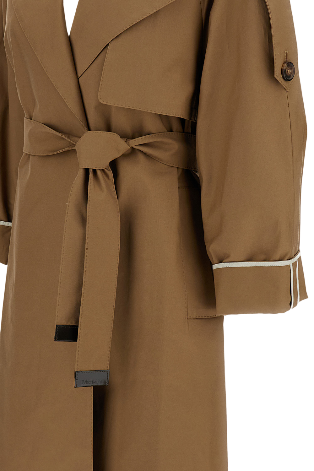 Long Double-Breasted Trench Coat With Asymmetric Gun Flap