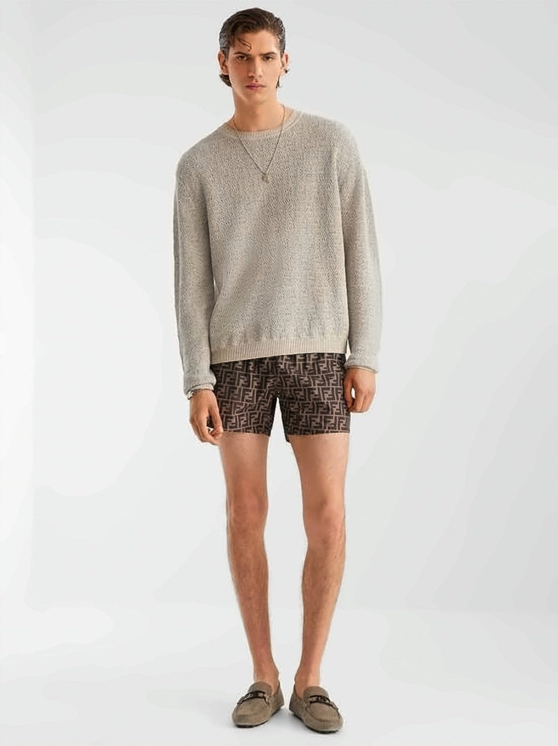 Geometric Pattern Shorts with Elastic Waistband