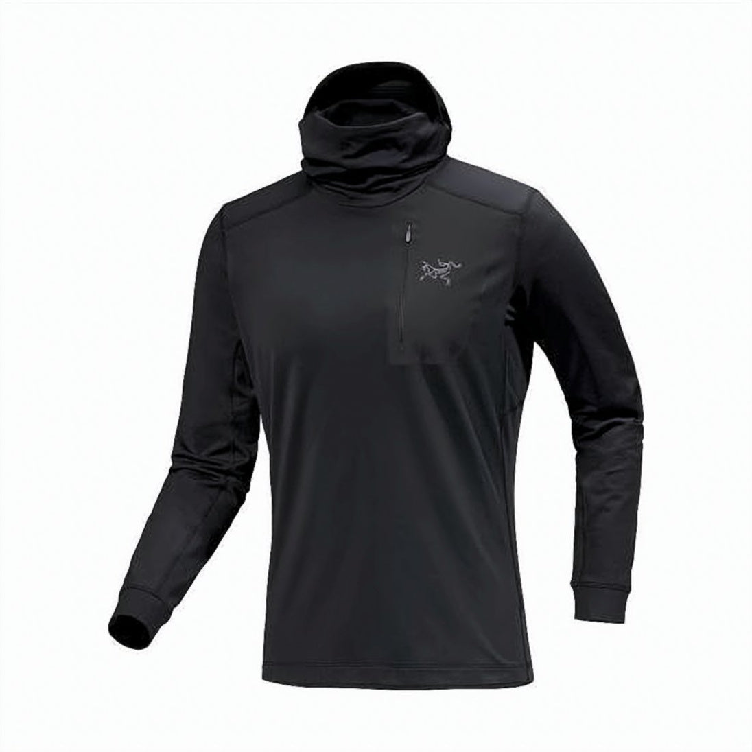 High-Neck Black Long-Sleeve Top