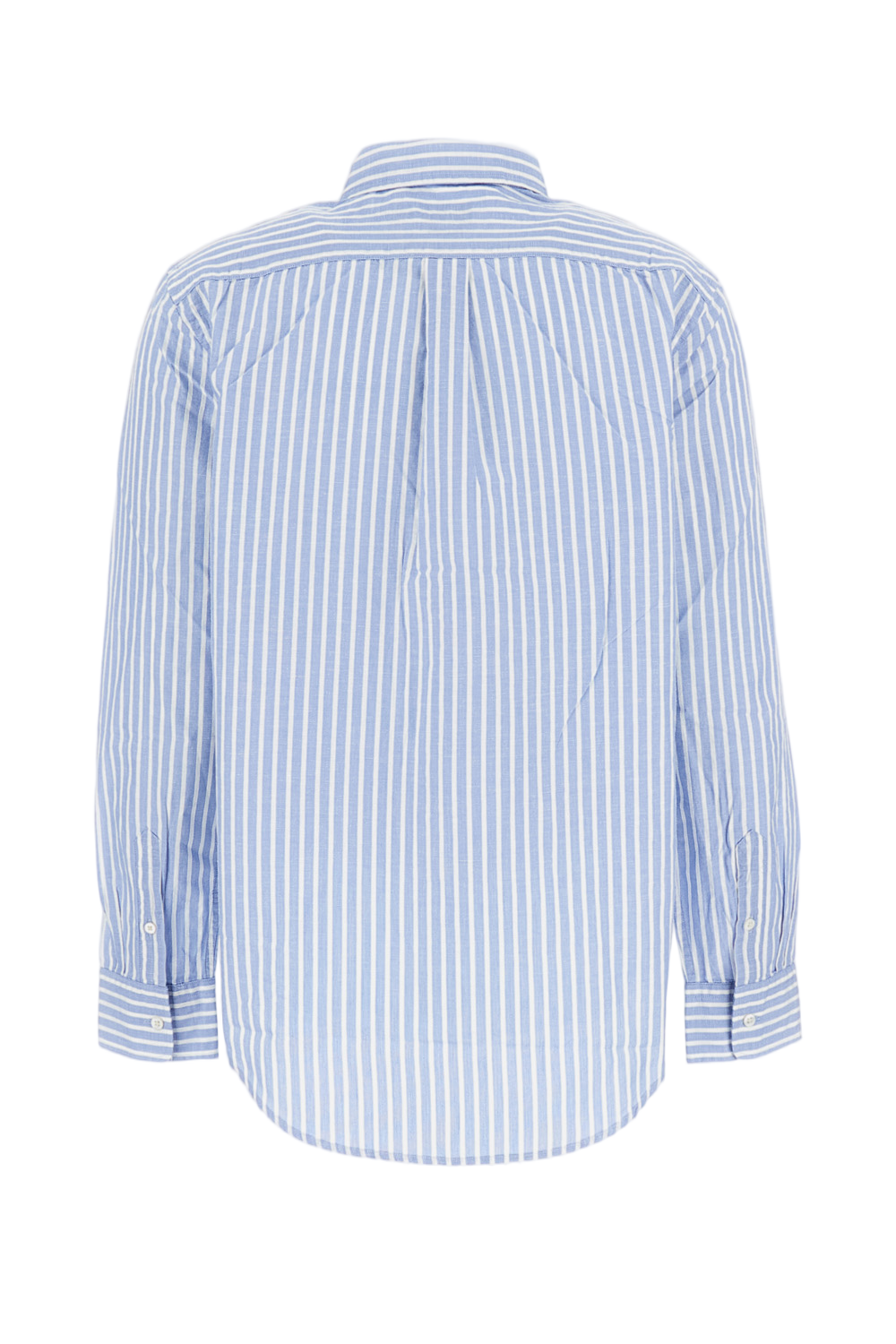 Vertical Striped Button-Up Shirt With Iconic Logo