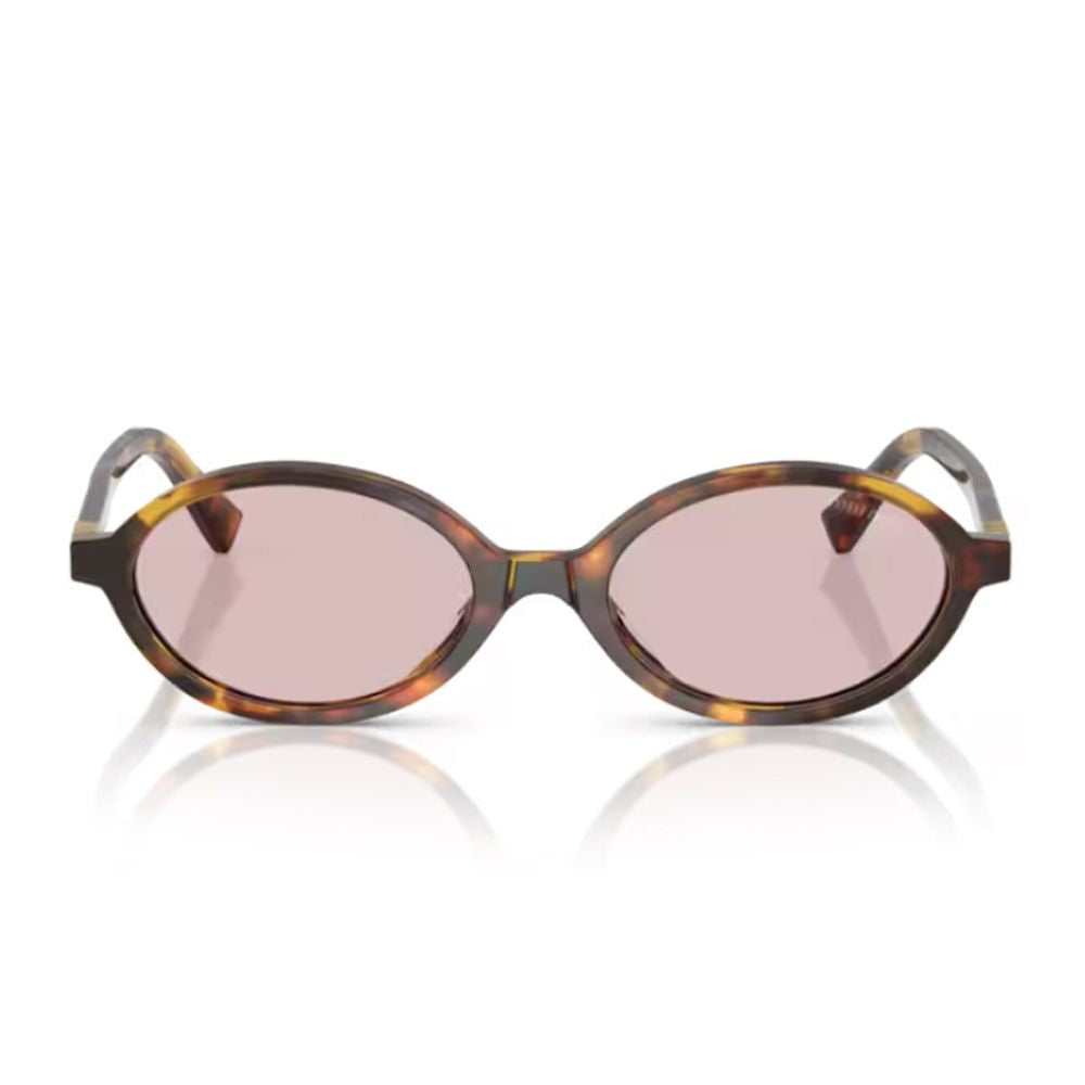 04Zs Miu Regard Honey-Havana Acetate Oval Sunglasses