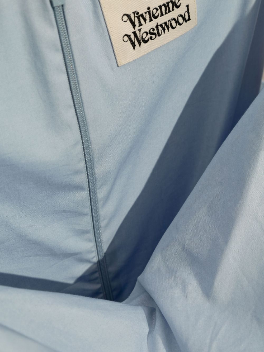 Light Blue Cotton Flared Skirt Midi Dress