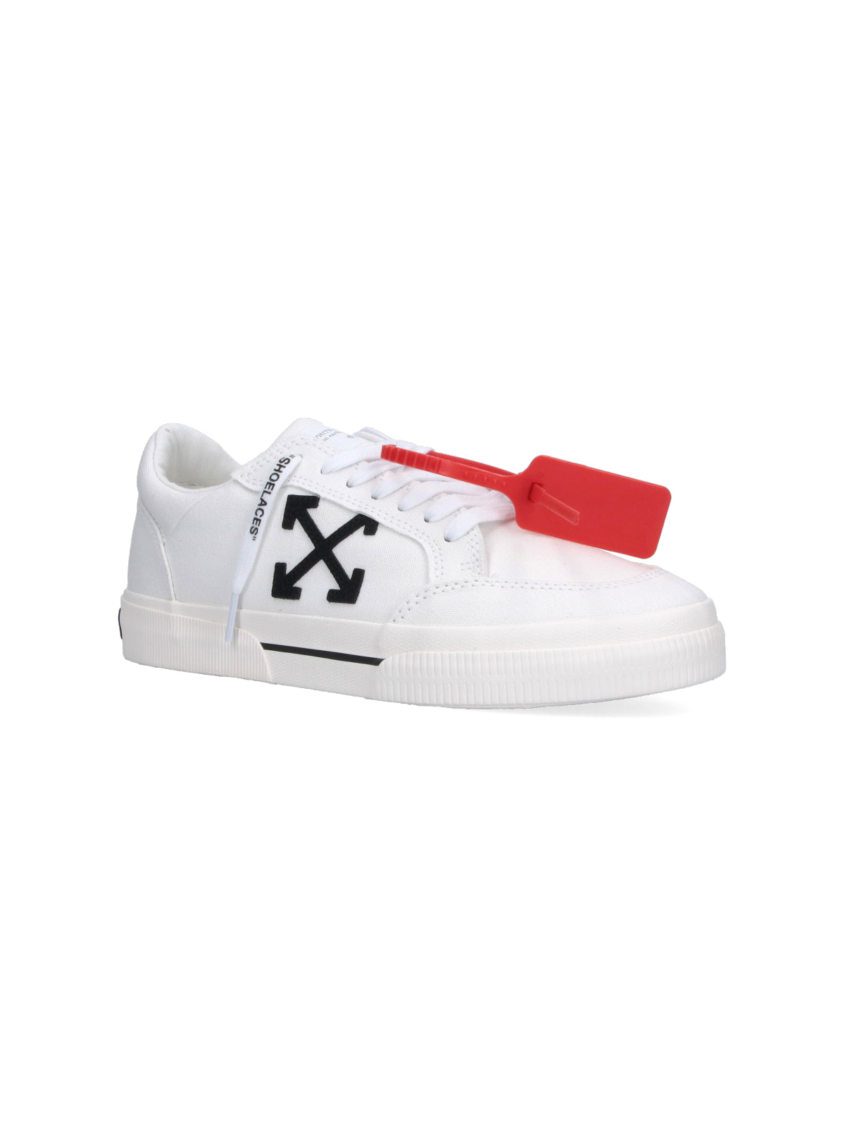 White Arrow Logo Leather Sneakers
