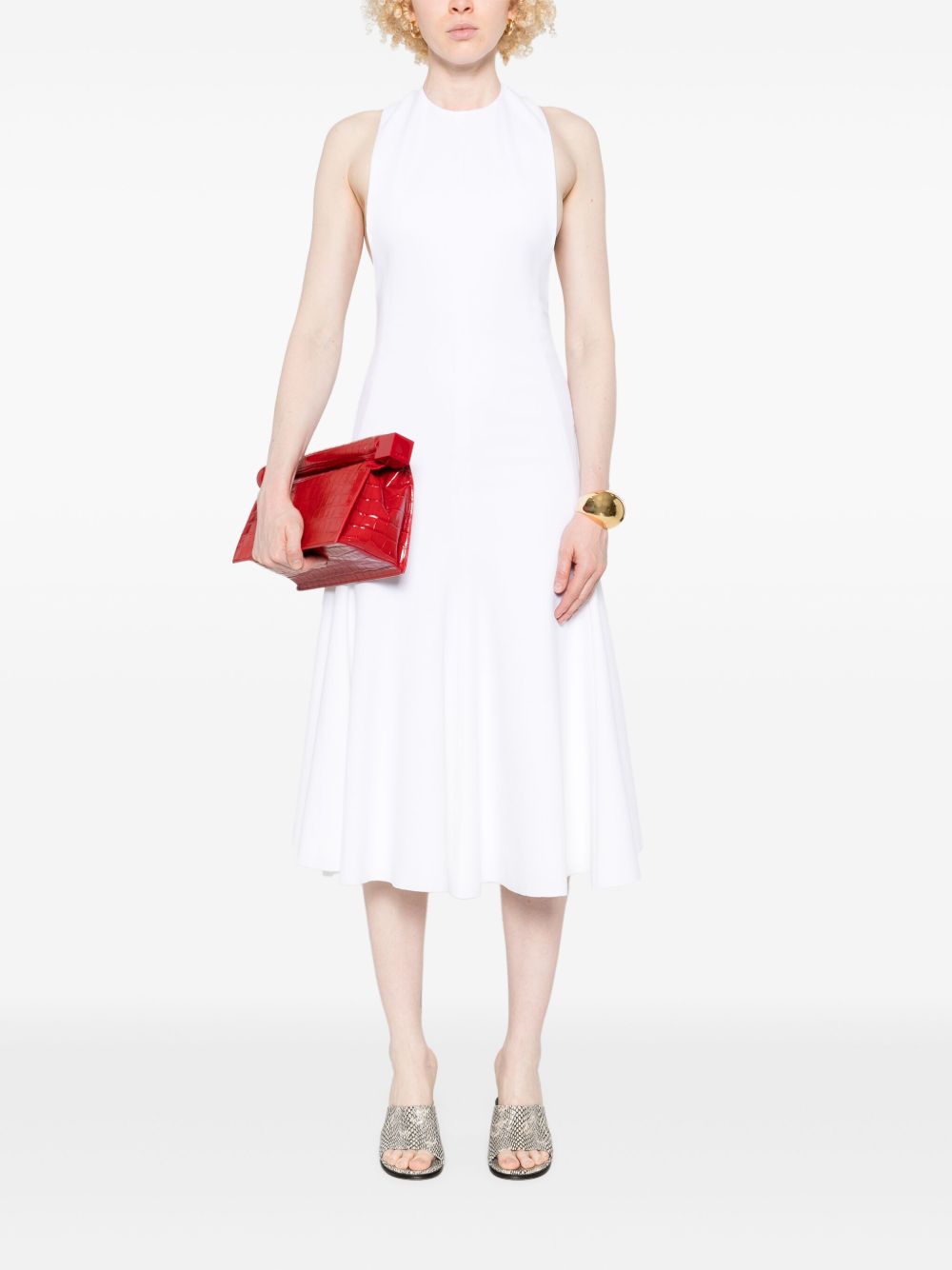 Sleeveless White Midi Dress