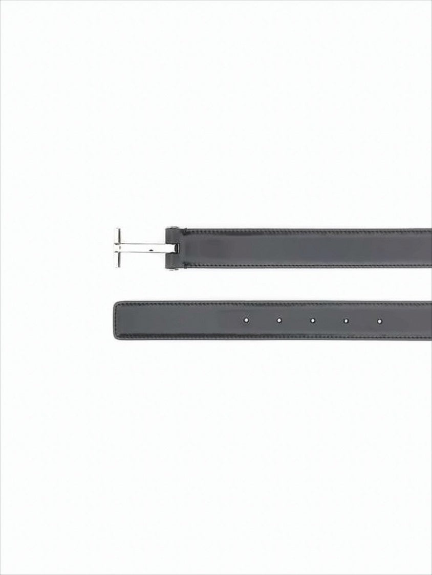 Polished Calf Leather Belt with Buckle