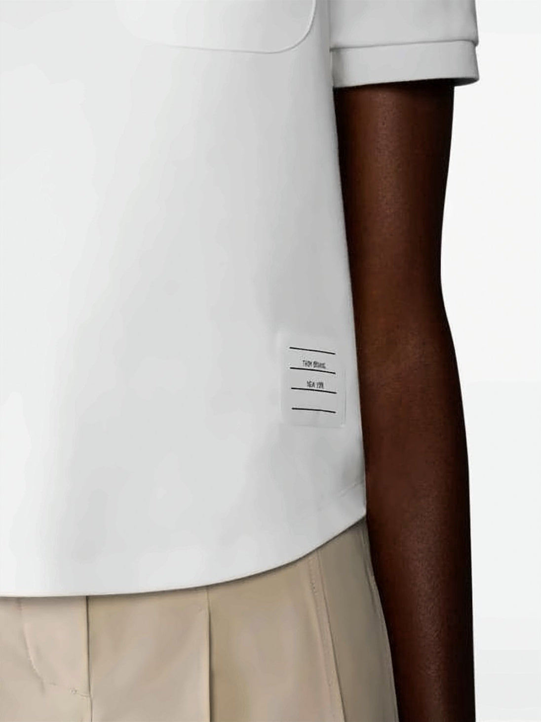Cropped White Cotton T-Shirt with Pocket Detail