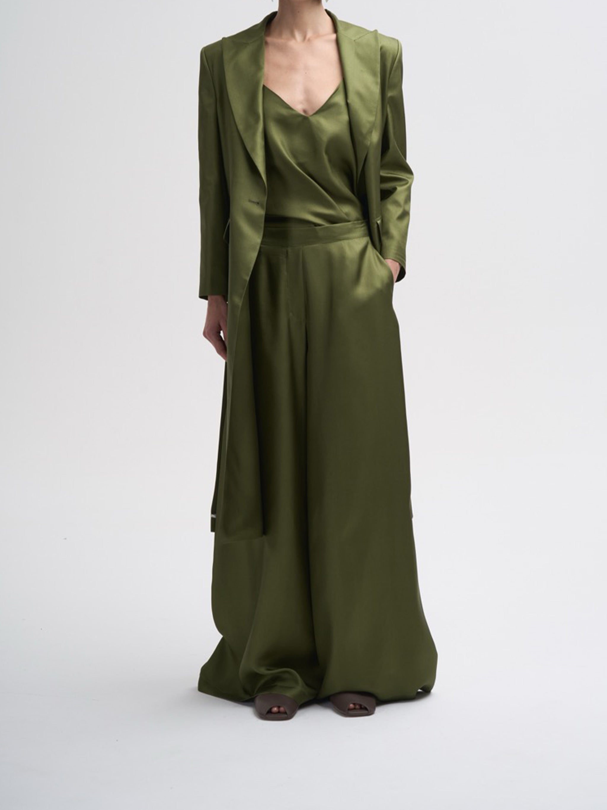 Black Silk Wide Pants