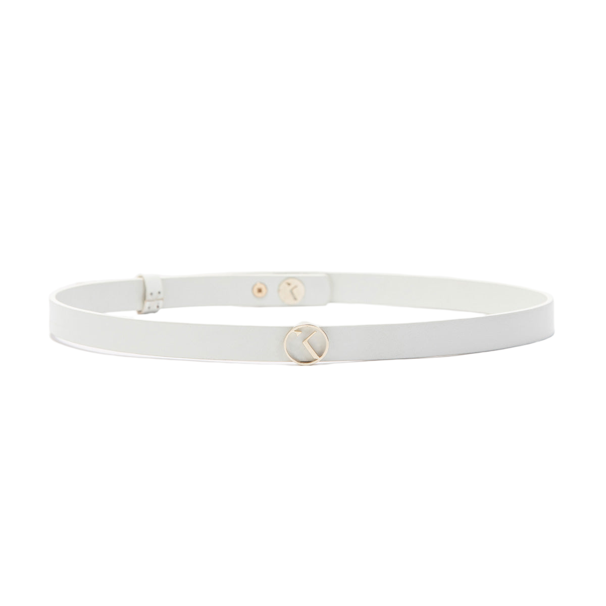 Slim Leather Belt With Circular Buckle And Subtle Logo