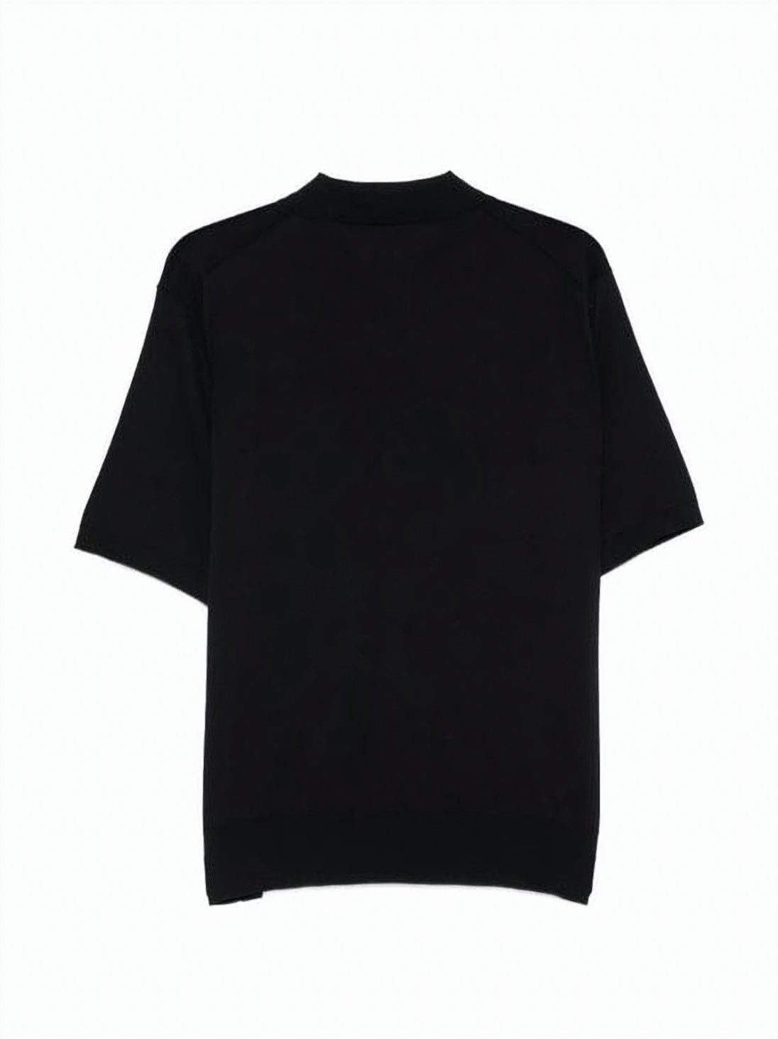 Black Polo Shirt with Classic Collar and Placket