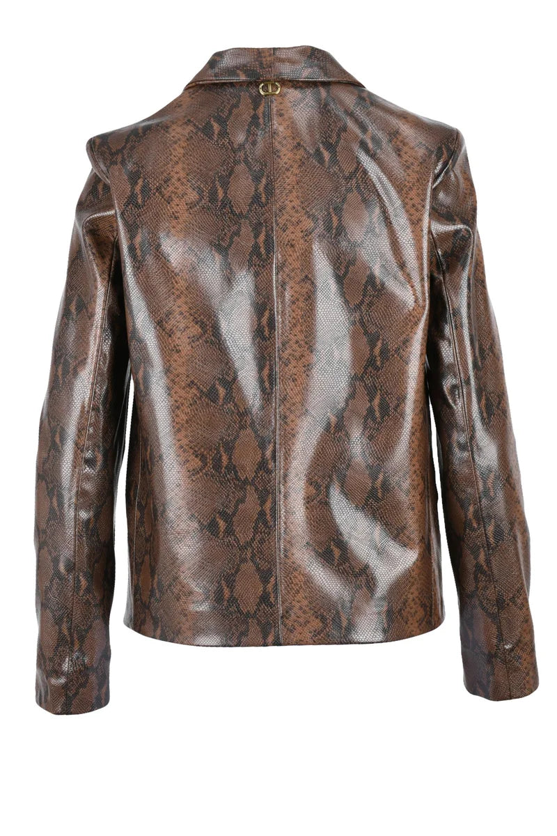 Faux Leather Jacket - Brown/Black