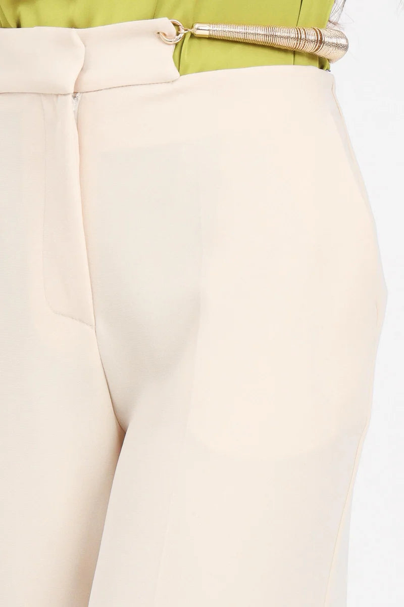 Beige Stretch Trousers with High Waist