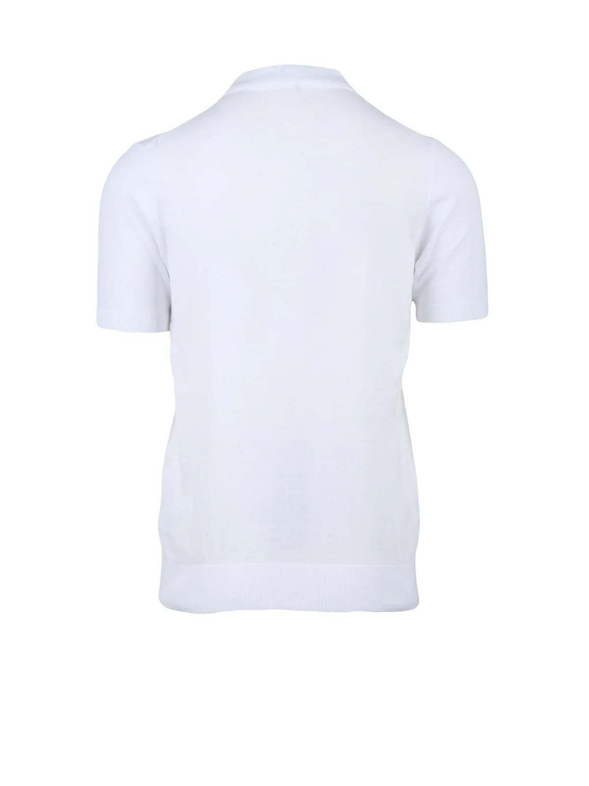 White Cotton Knit Polo Shirt