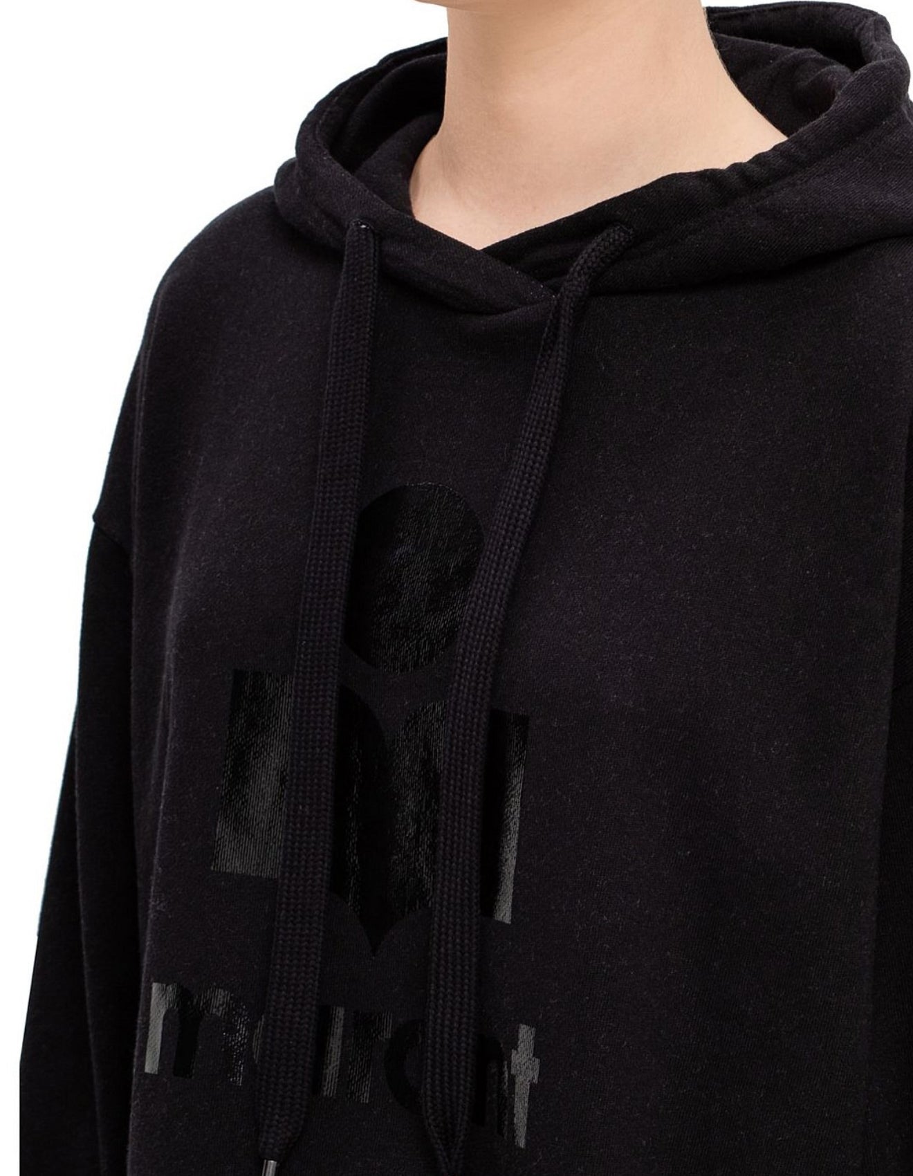 Black Hoodie with Logo and Relaxed Fit